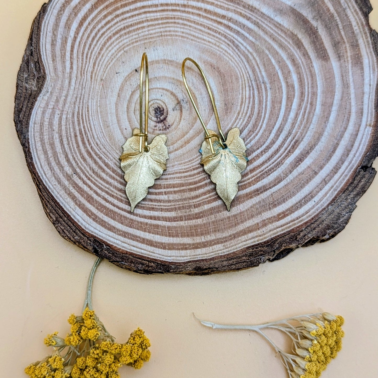 Verdigris Leaf Turquoise Green Earrings