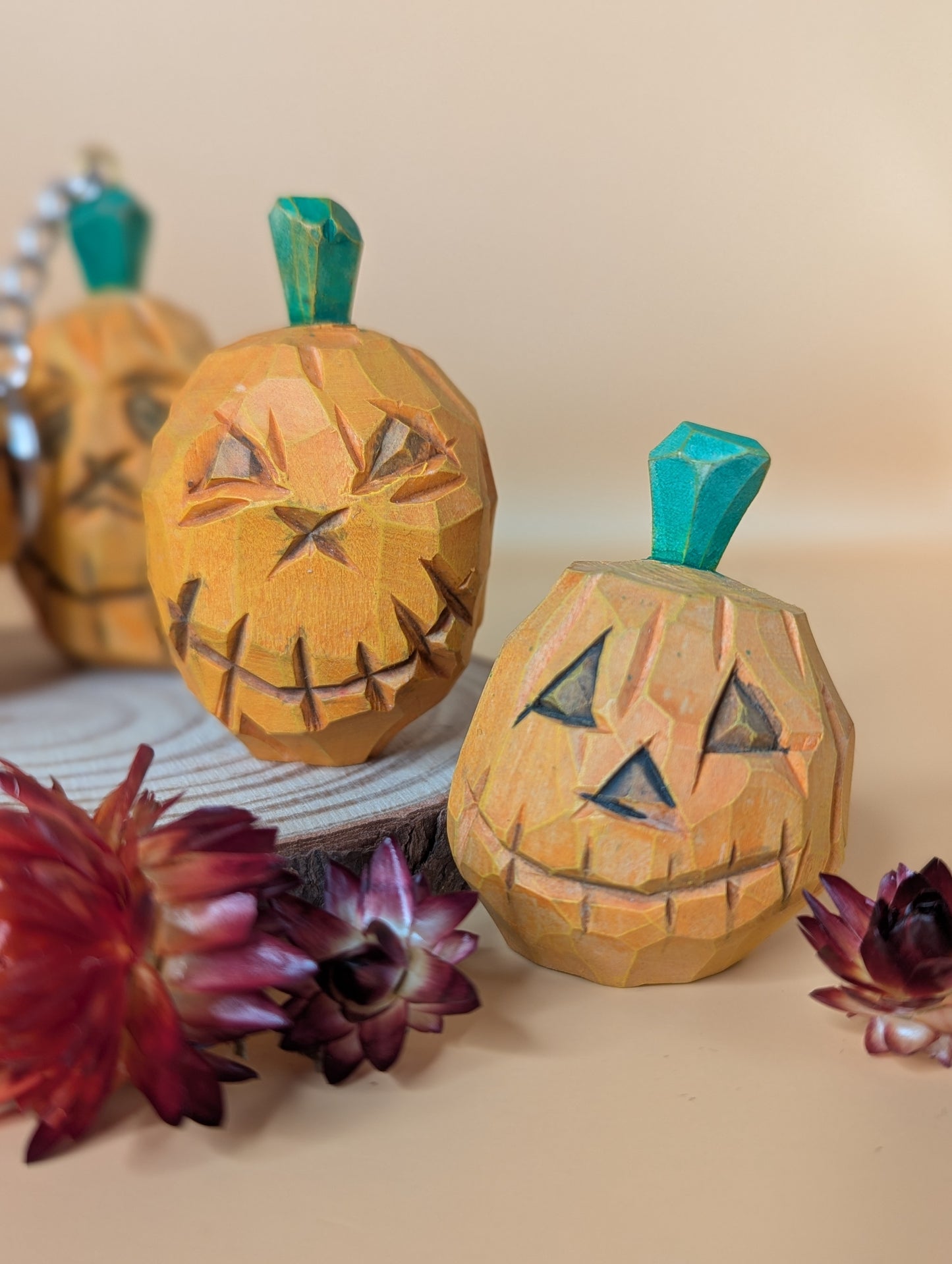 Scarecrow Woodcrafts Hand-carved Pumpkin