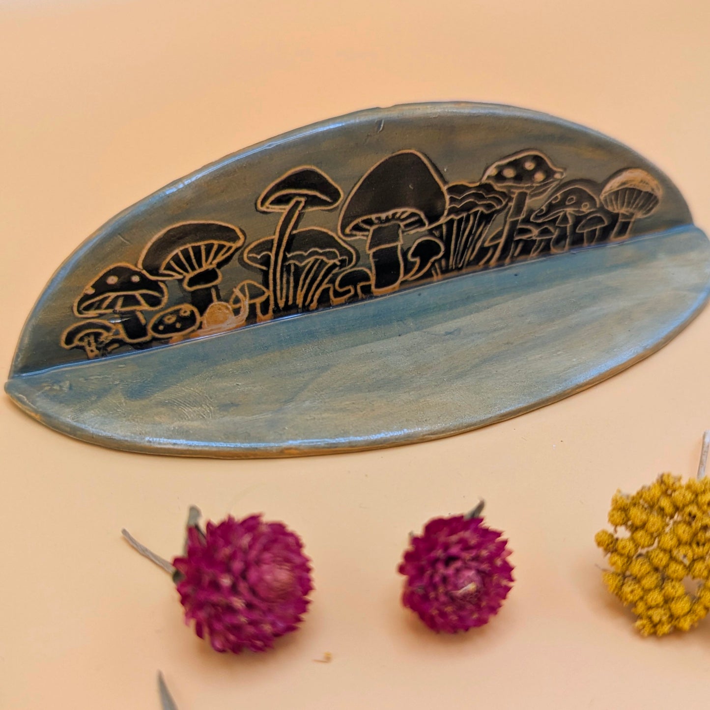 Sgraffito Mushroom' Ceramic Mini Shelf by Ciara Veronica Dunne
