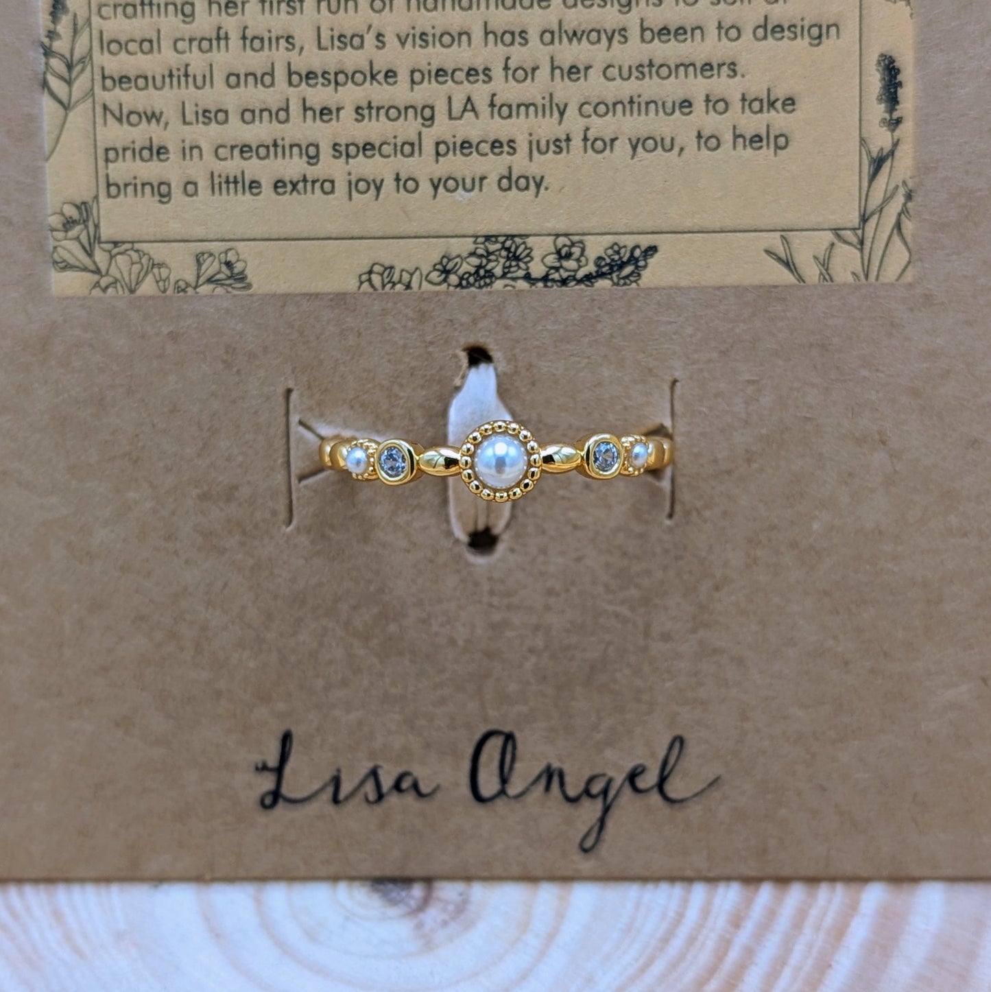 Dainty Pearl and Crystal Stacking Ring in Gold