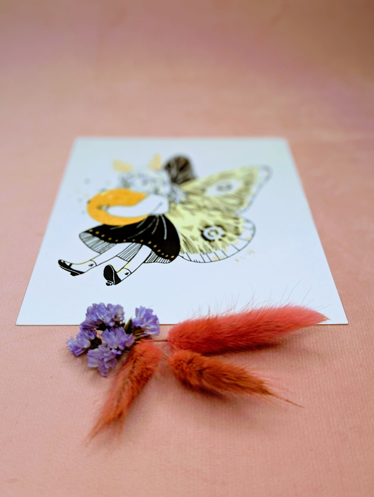 “Moth Girl Sun” Screen Print by Kalin Lin