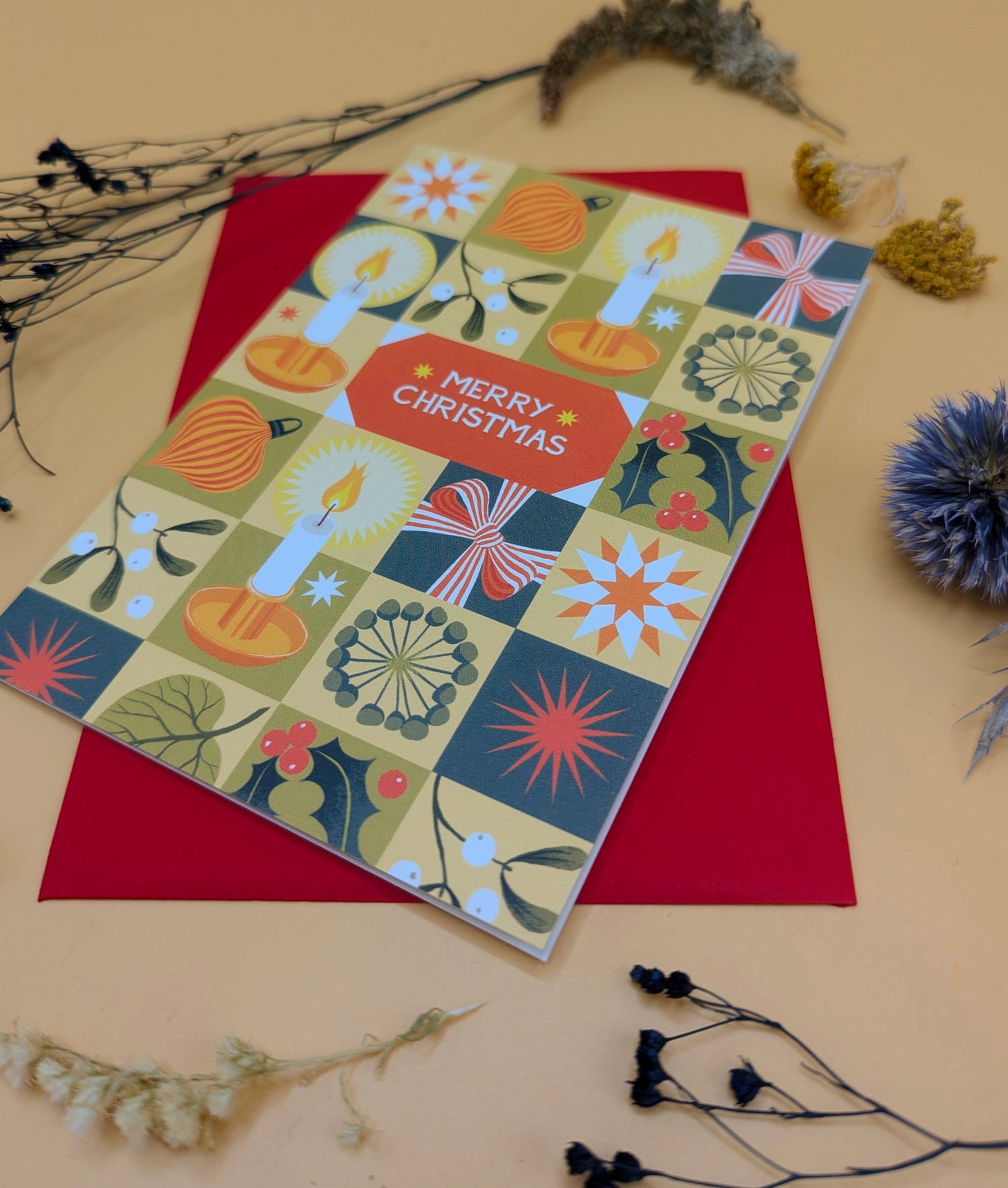 Christmas Chequerboard Candlelight | Christmas card | Christmas 2025