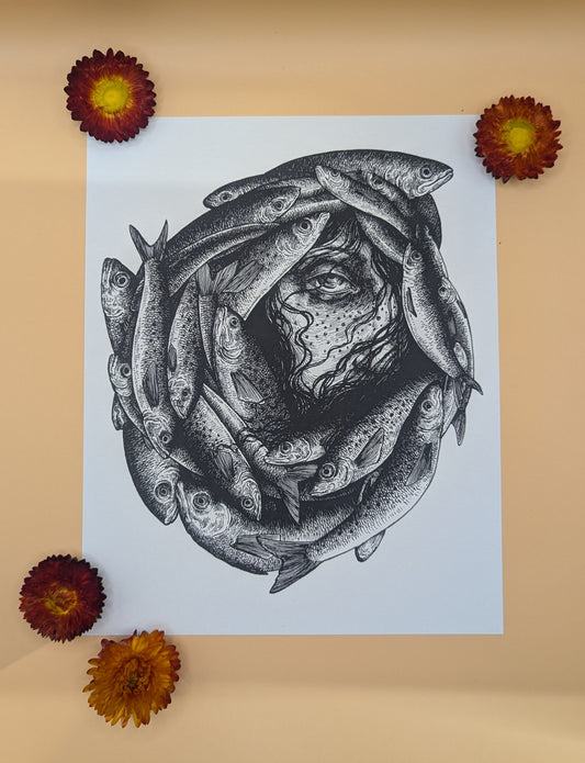 "Mermaid" by Hester Aspland - 220mm x 255mm Print