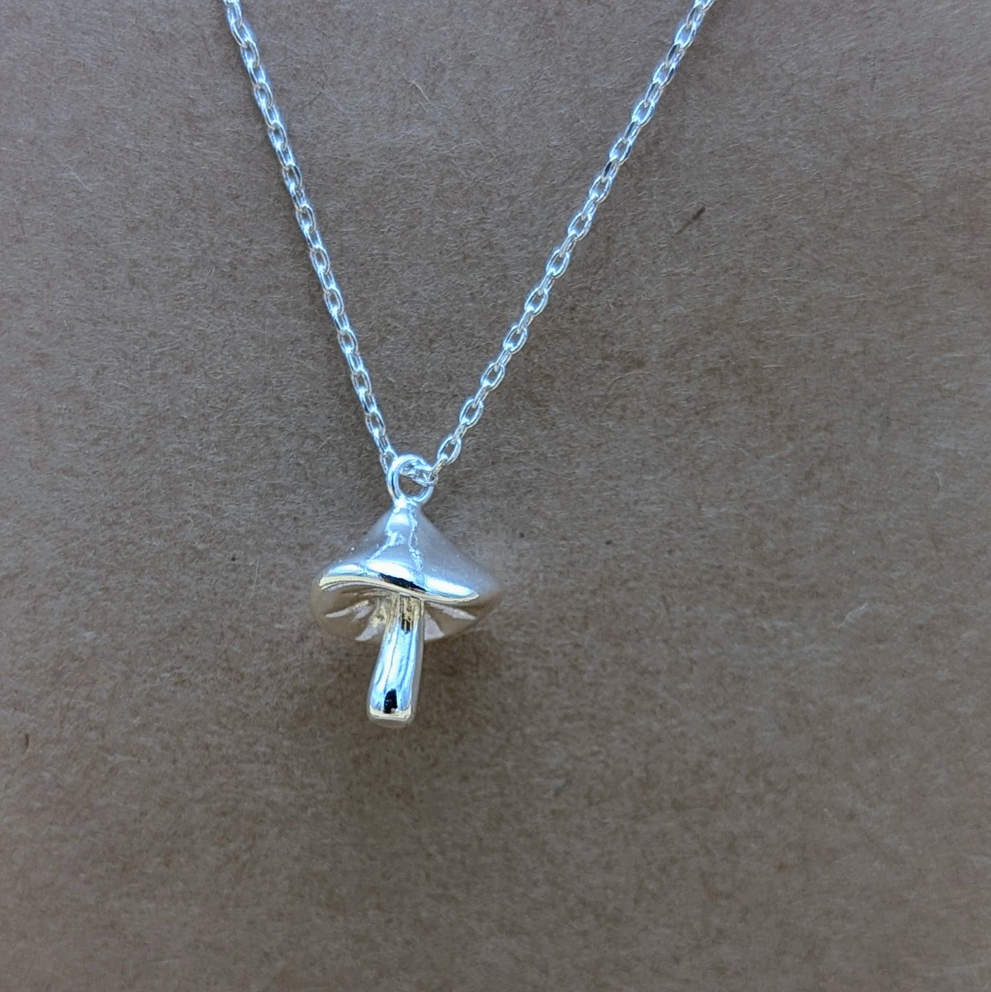 Mushroom Pendant Necklace in Silver