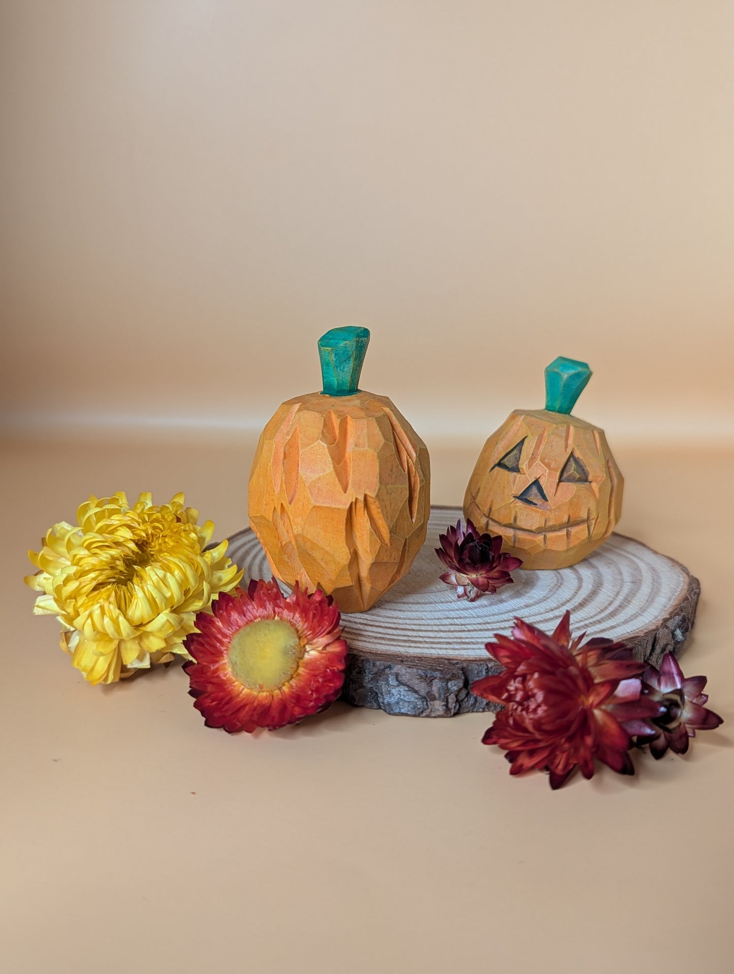 Scarecrow Woodcrafts Hand-carved Pumpkin