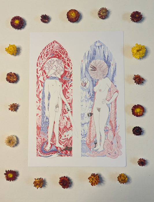 "Anaglyph I (Cranes)" Print by Theo Cleary