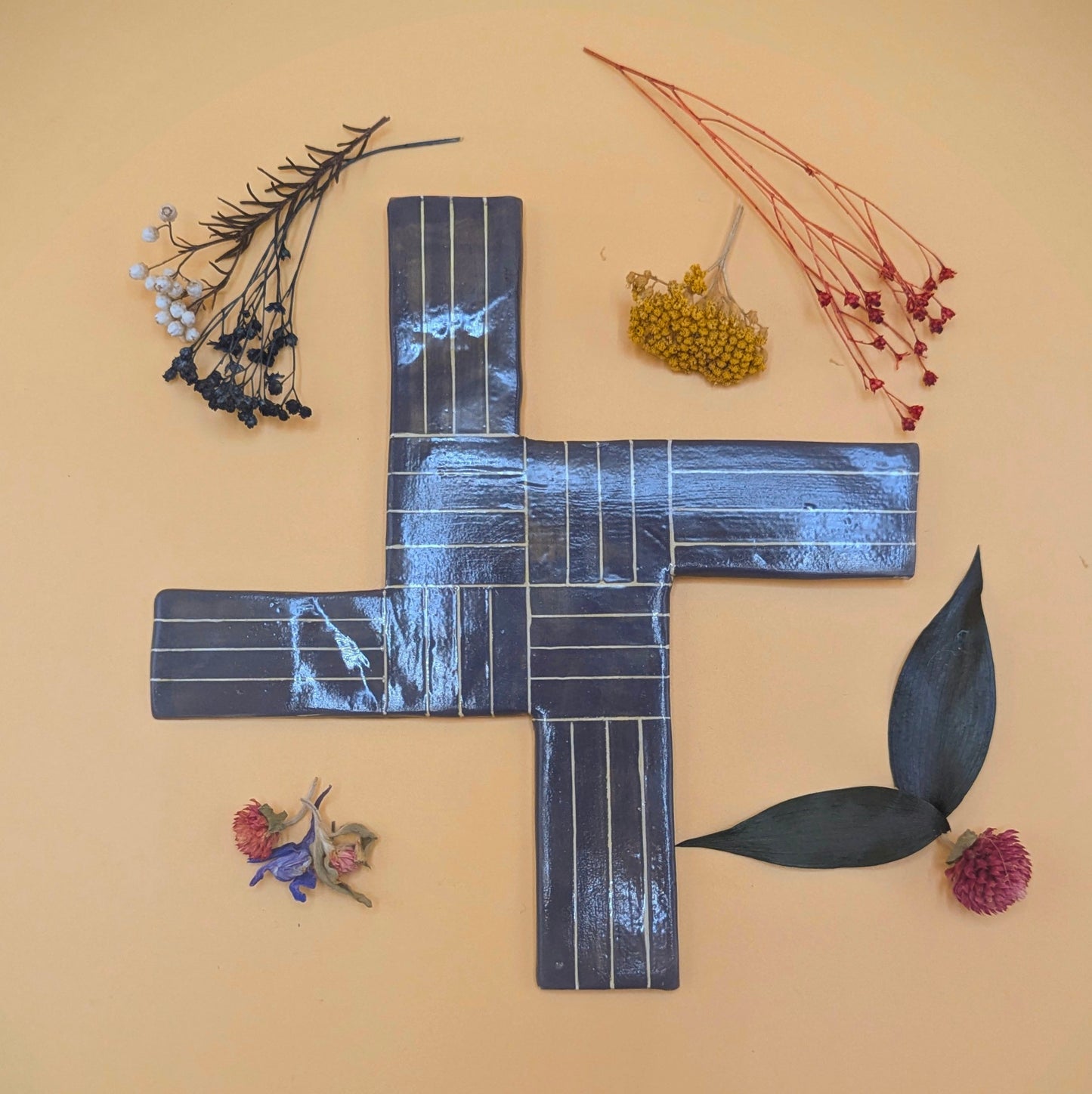 'Grey Bridgid Cross' Ceramic Wall Hanging by Ciara Veronica Dunne