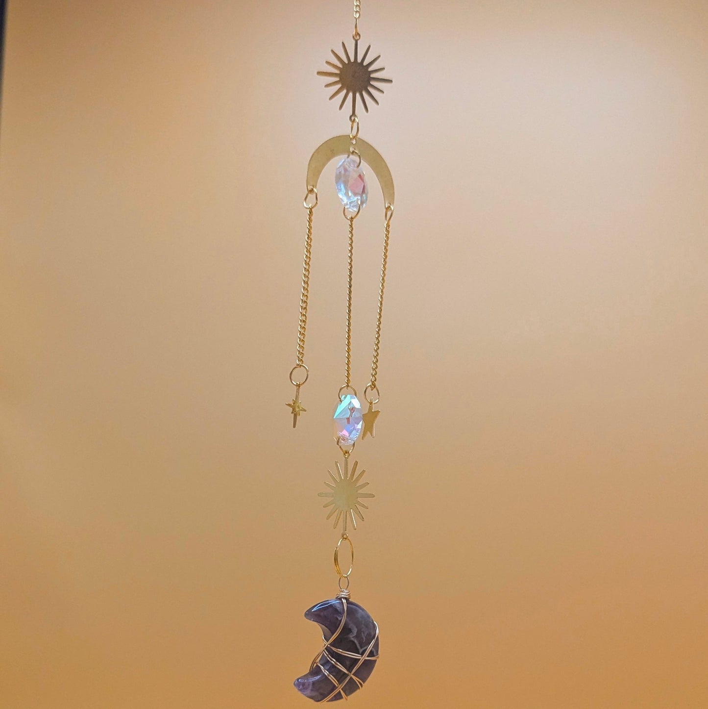 Amethyst Crystal Moon Sun Catcher