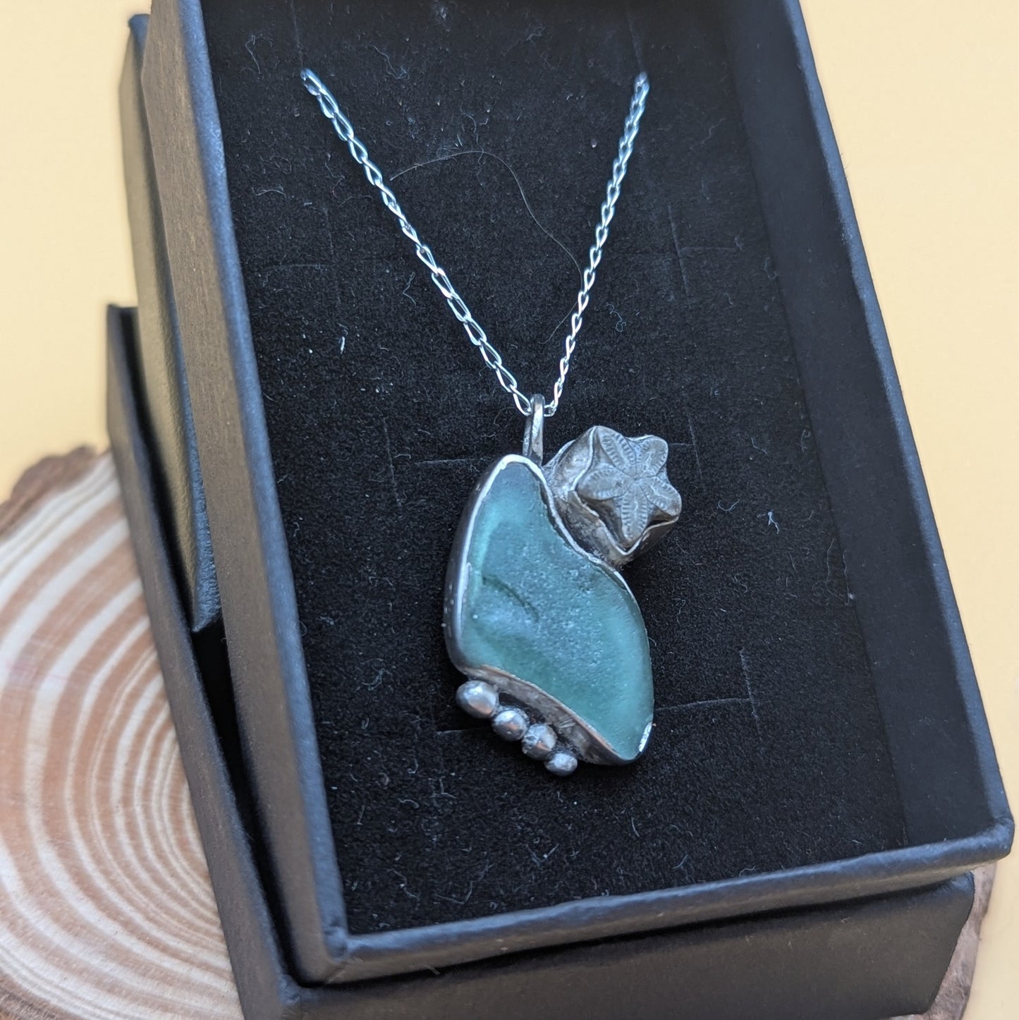 Glass and Crinoid Pendant