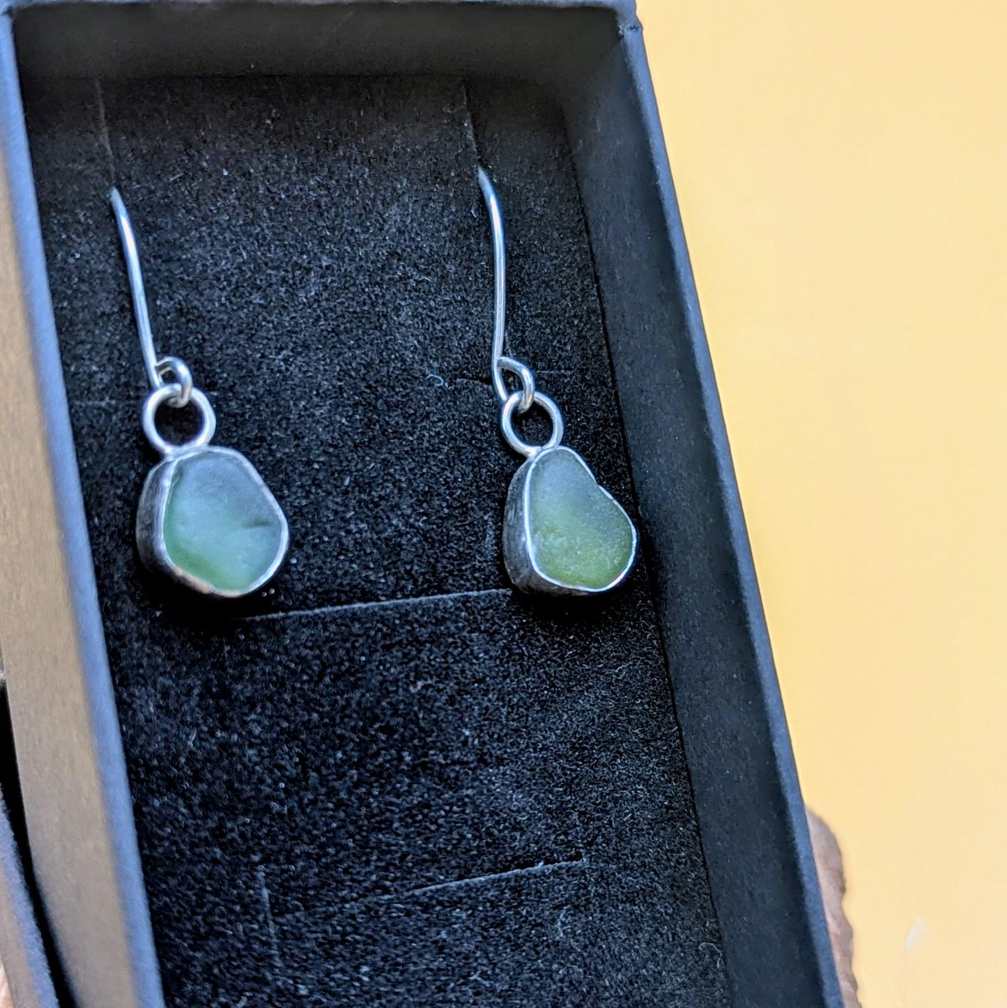 Green Seaglass Drop Earring