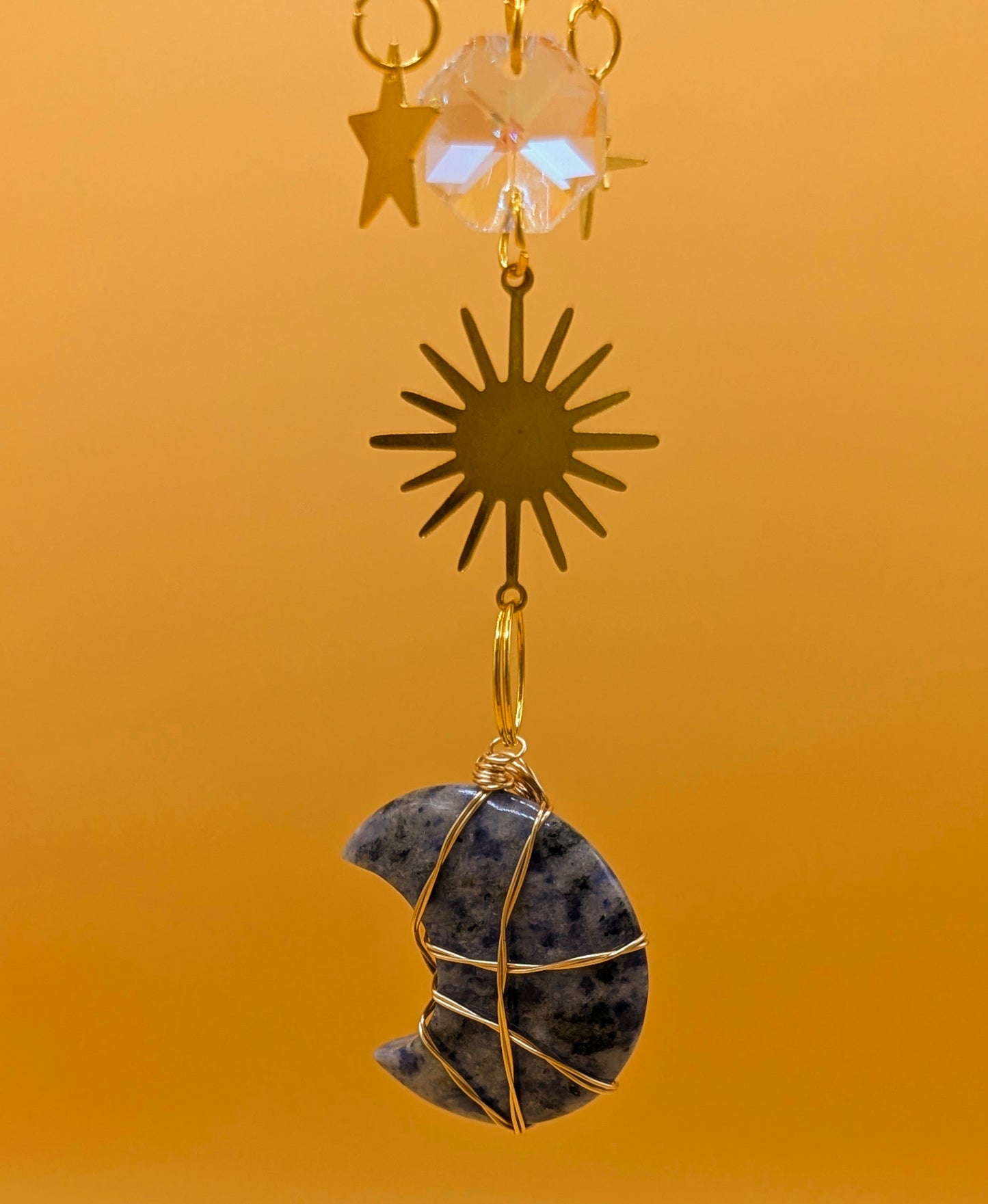 Sodalite Crystal Moon Sun Catcher