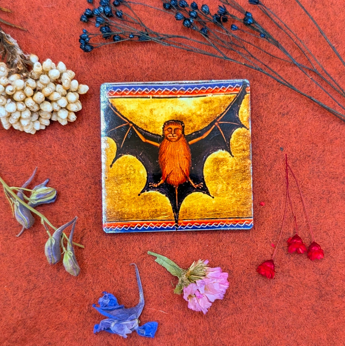 'Medieval Bat Against Mustard Background' Fridge Magnet