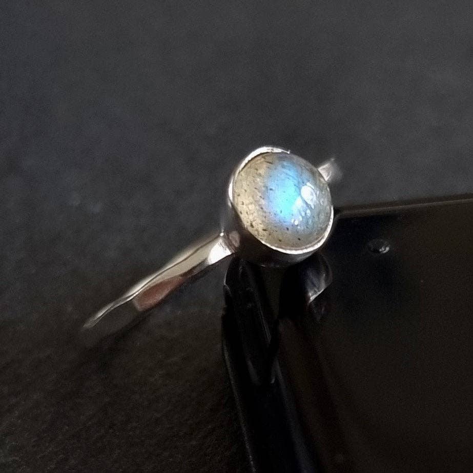 Sterling Silver Round Labradorite Stacking Ring