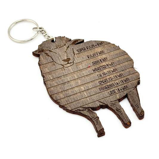 Wooden Sheep Yarn Weight Gauge Keychain