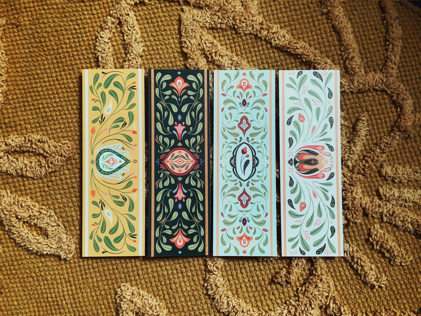 Beige Botanical Pattern Bookmark by Lione & Sheikh