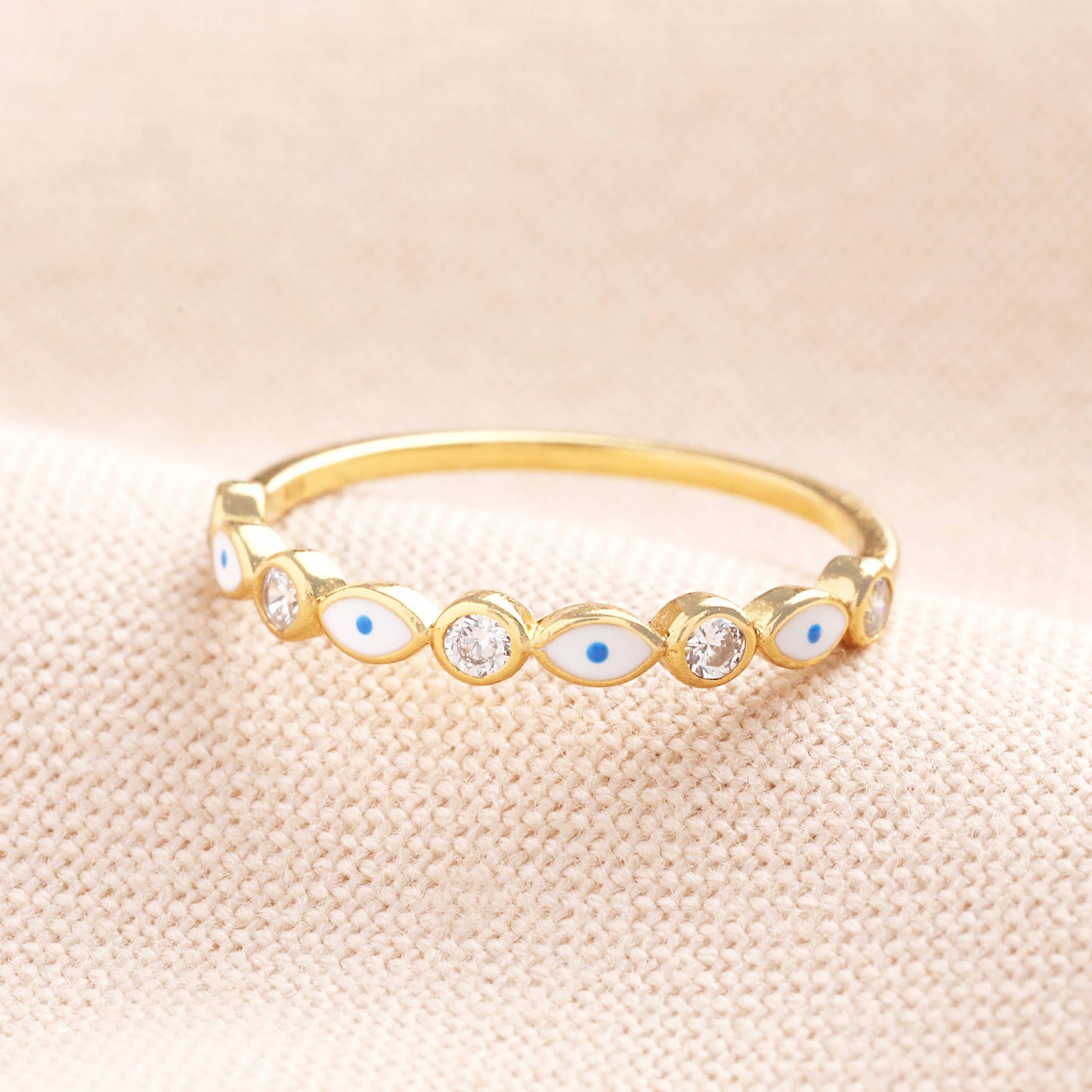 Sterling Silver Evil Eye Ring in Gold L/XL