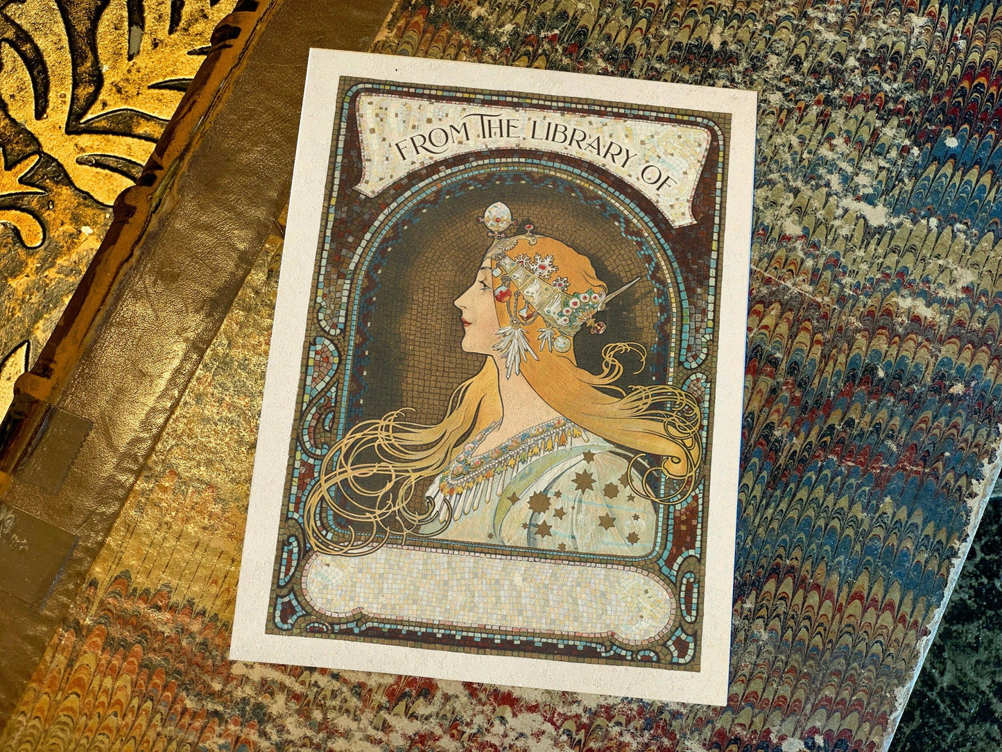 Zodiac Maiden by Alphonse Mucha Bookplates