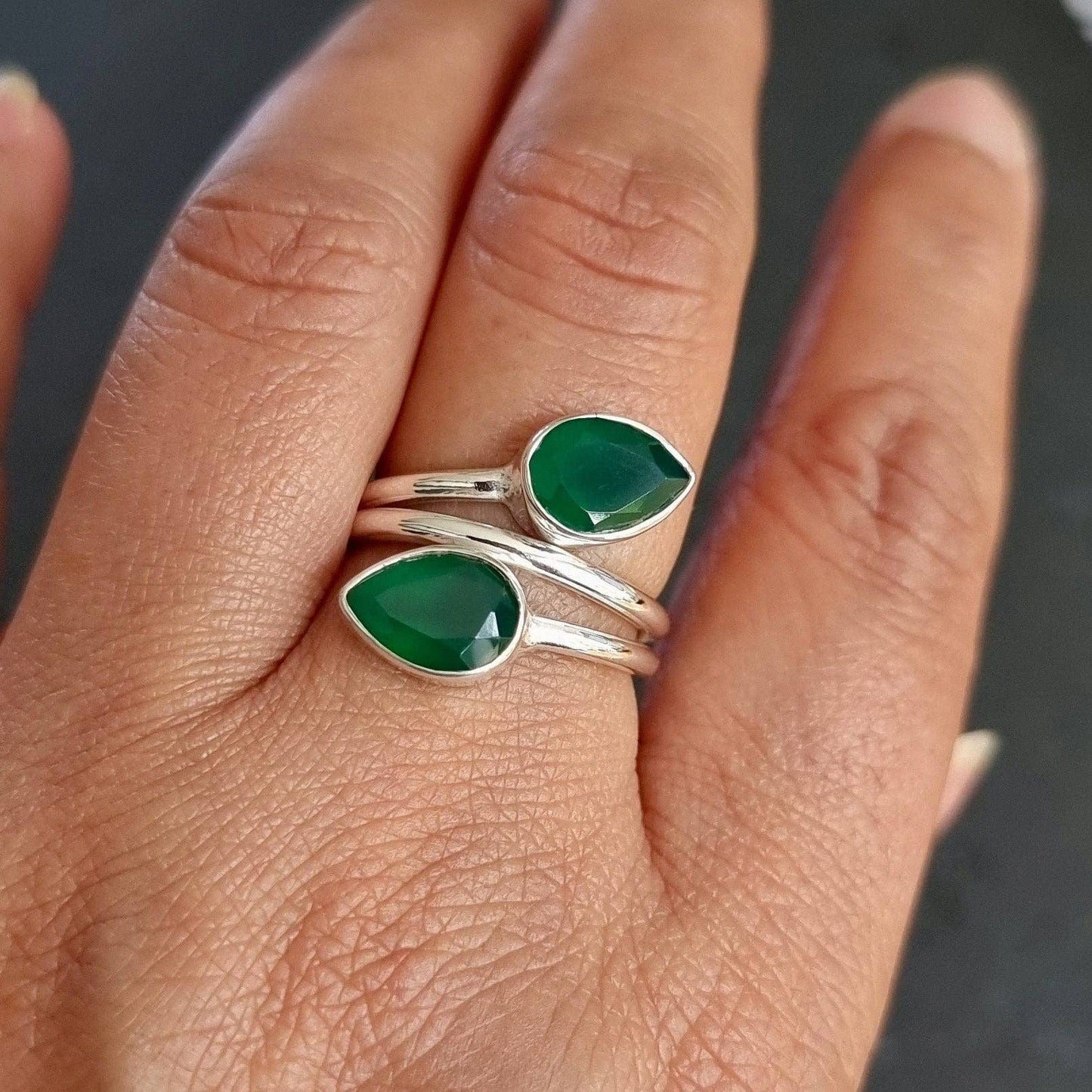 Green Onyx Sterling Silver Ring