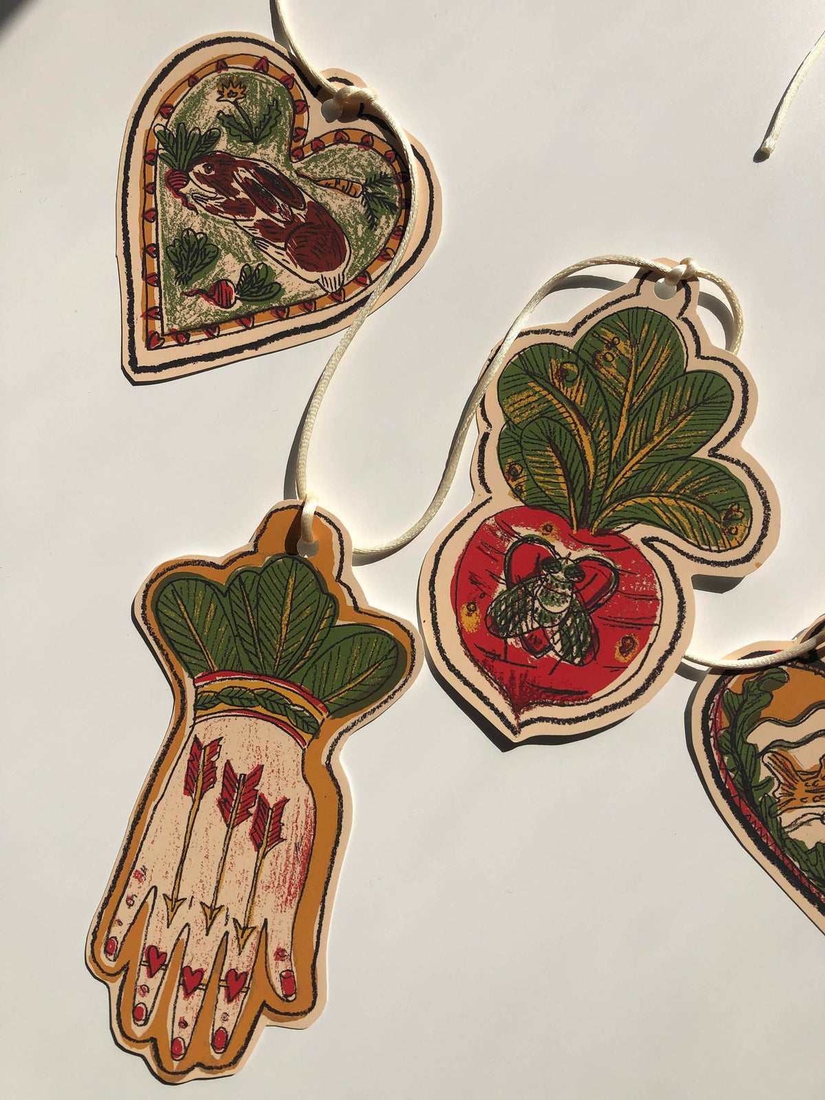 'Rabbit Radish Hands and Hear' Illustrated Paper Garland