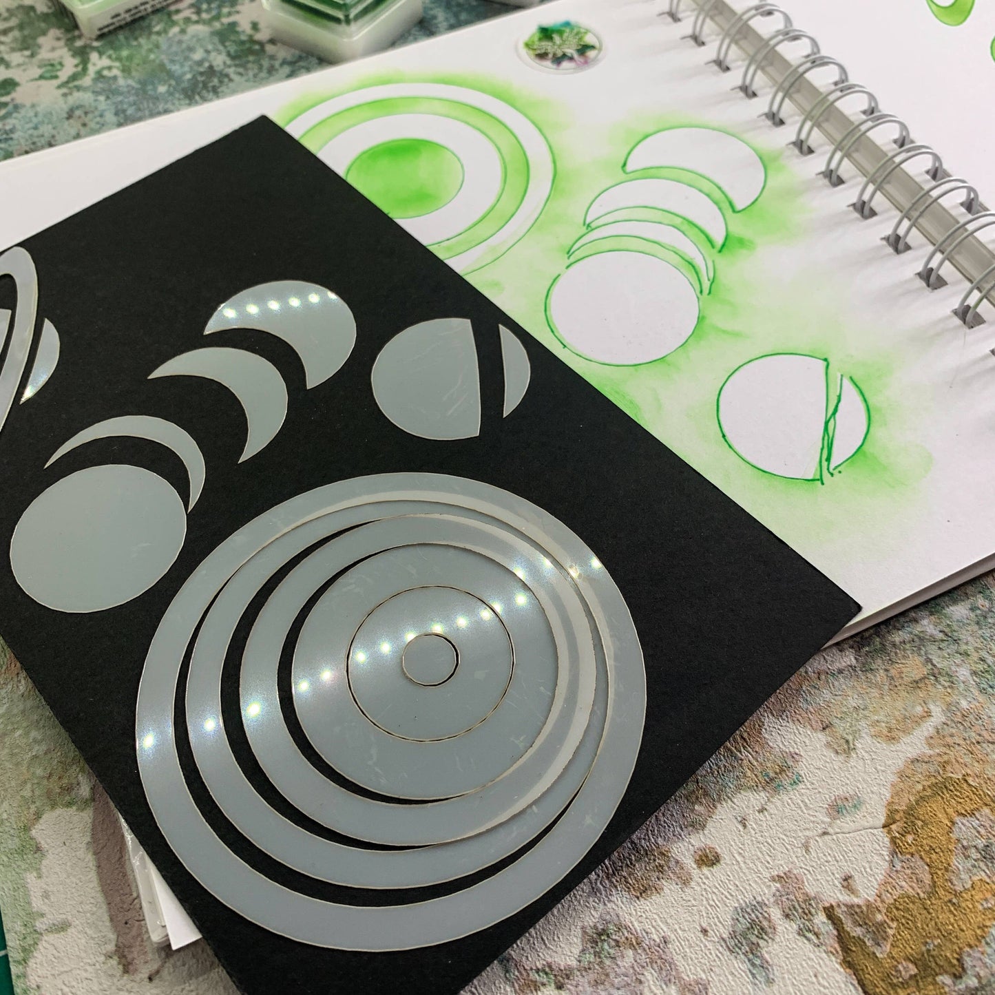 Silhouette Moon and Planet Journal Stencil