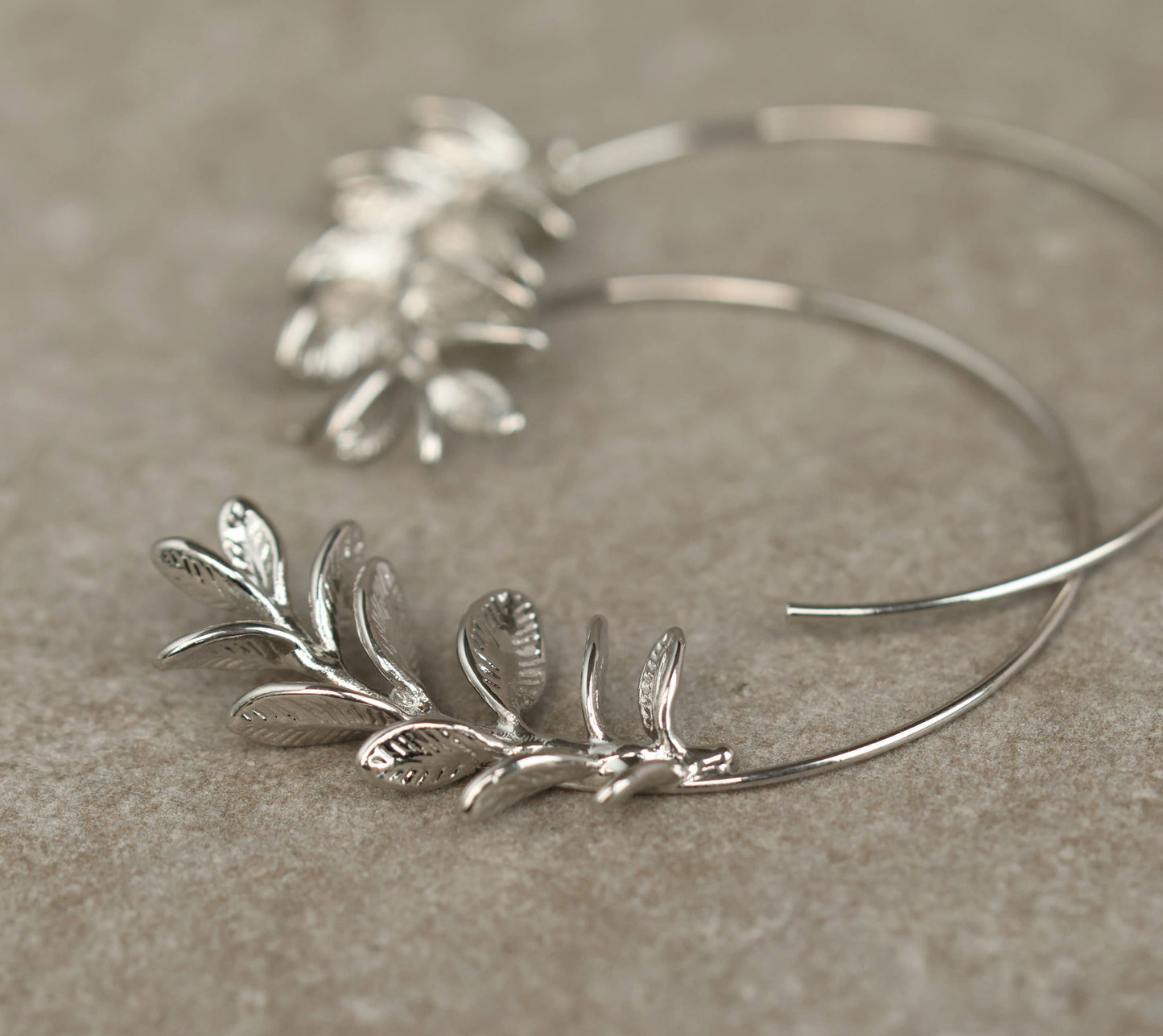 Rosemary Botanical Leaf Hoop Earrings