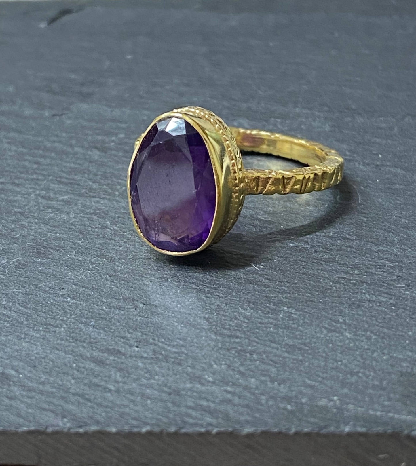 Faceted Stone Brass Ring [in store only]