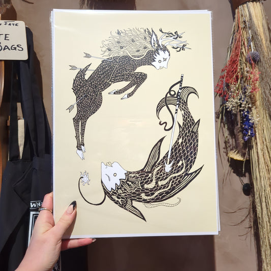 "The Deer and the Fish" Print by Theo Cleary