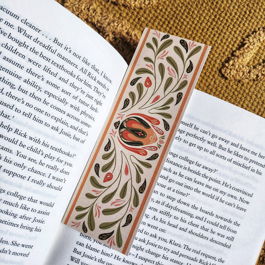 Beige Botanical Pattern Bookmark by Lione & Sheikh