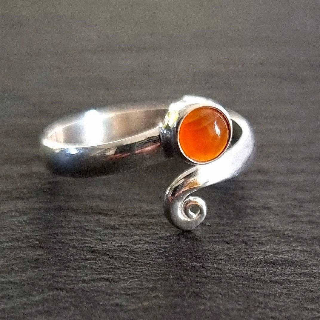 Sterling Silver Adjustable Carnelian Ring