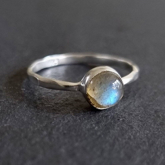 Sterling Silver Round Labradorite Stacking Ring