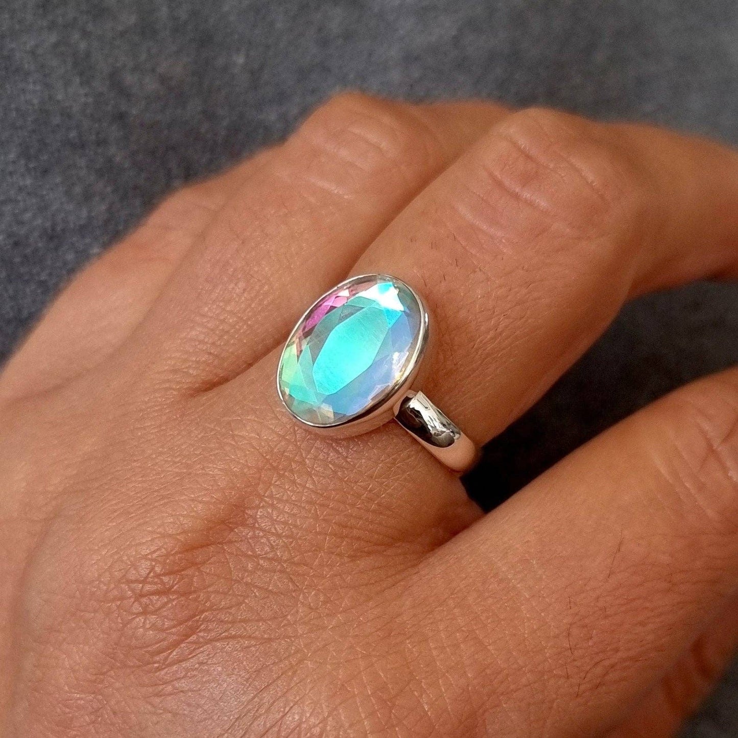 Sterling Silver Mercury Mist Topaz Ring