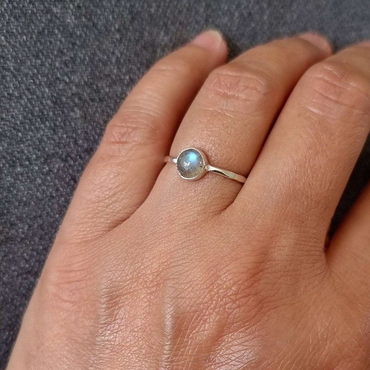 Sterling Silver Round Labradorite Stacking Ring