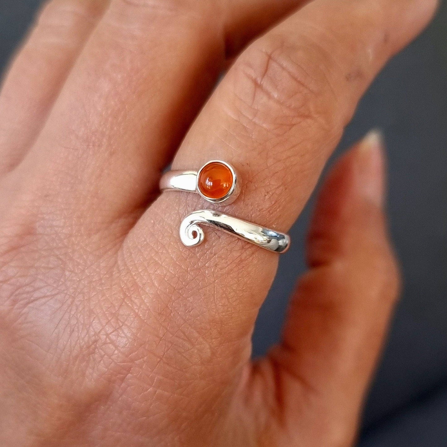 Sterling Silver Adjustable Carnelian Ring