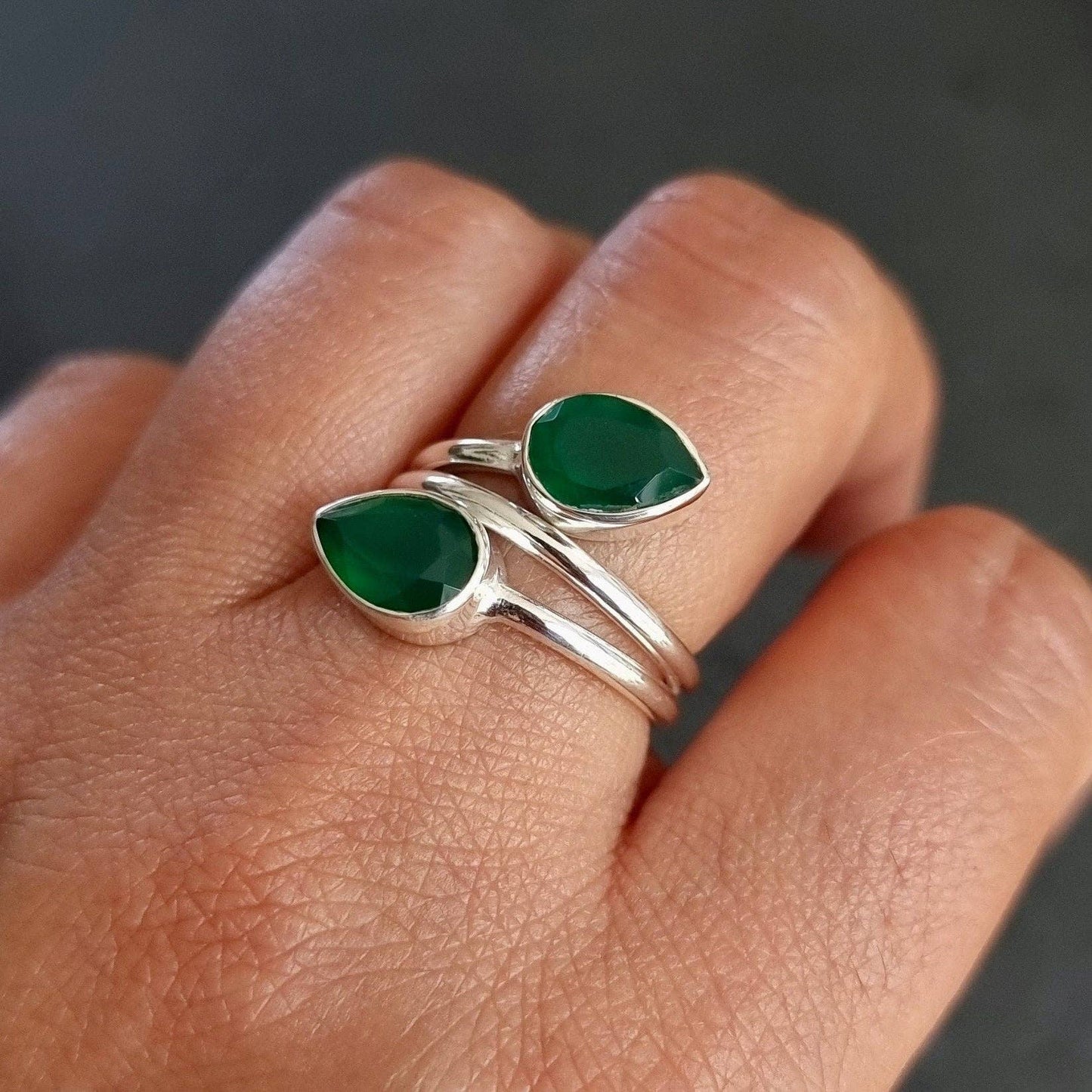 Green Onyx Sterling Silver Ring