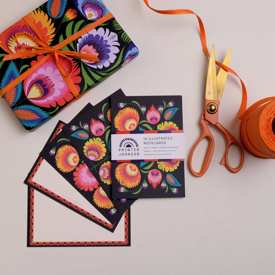 Wycinanki notecard set | 10 Polish folk art notecards by Printer Johnson
