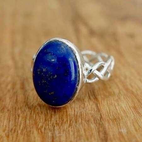Sterling Silver Lapis Lazuli Celtic Weave Ring