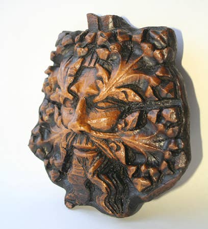 Gothic Pagan Green Man - Reproduction Cathedral Carving