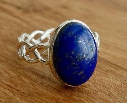 Sterling Silver Lapis Lazuli Celtic Weave Ring