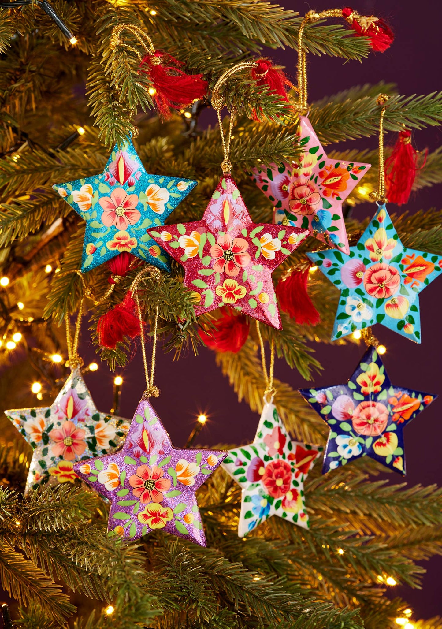 Kashmiri Floral Star Handpainted Christmas Decoration