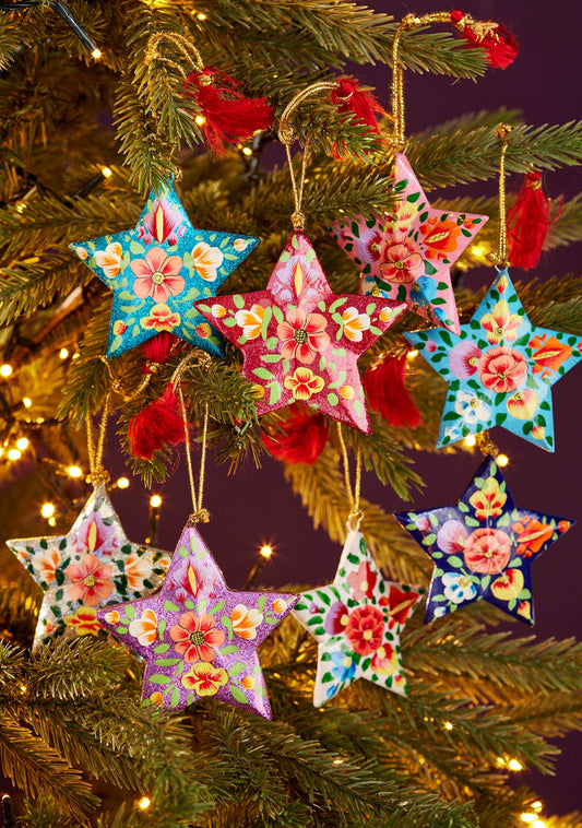 Kashmiri Floral Star Handpainted Christmas Decoration