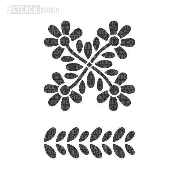 Gloria Flower & Leaf Border Stencil