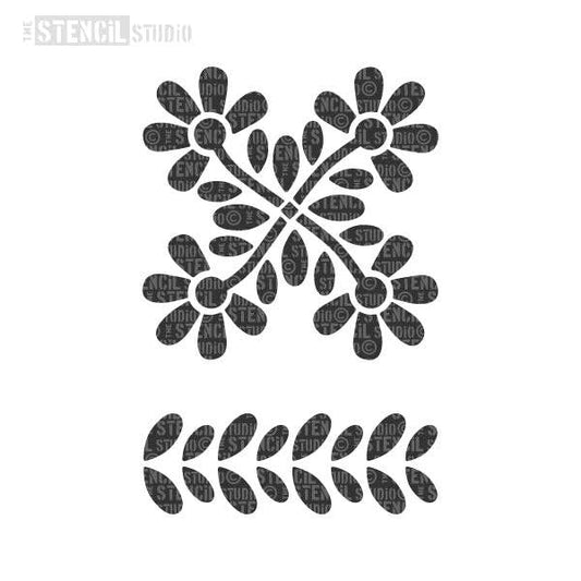 Gloria Flower & Leaf Border Stencil