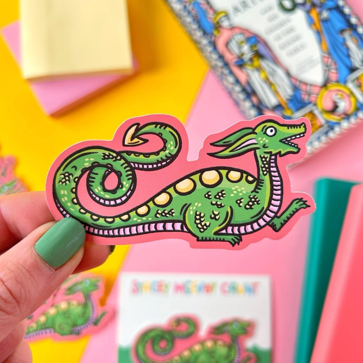 Green Dragon Medieval Marginalia Vinyl Sticker