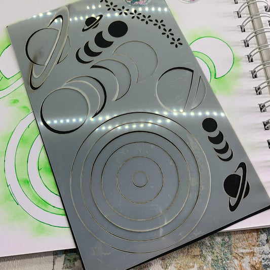 Silhouette Moon and Planet Journal Stencil
