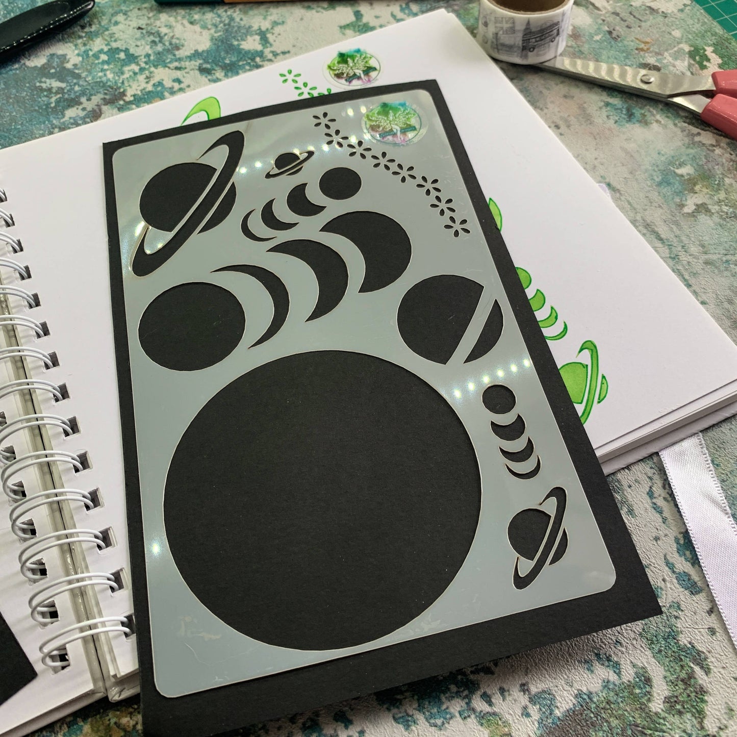 Silhouette Moon and Planet Journal Stencil