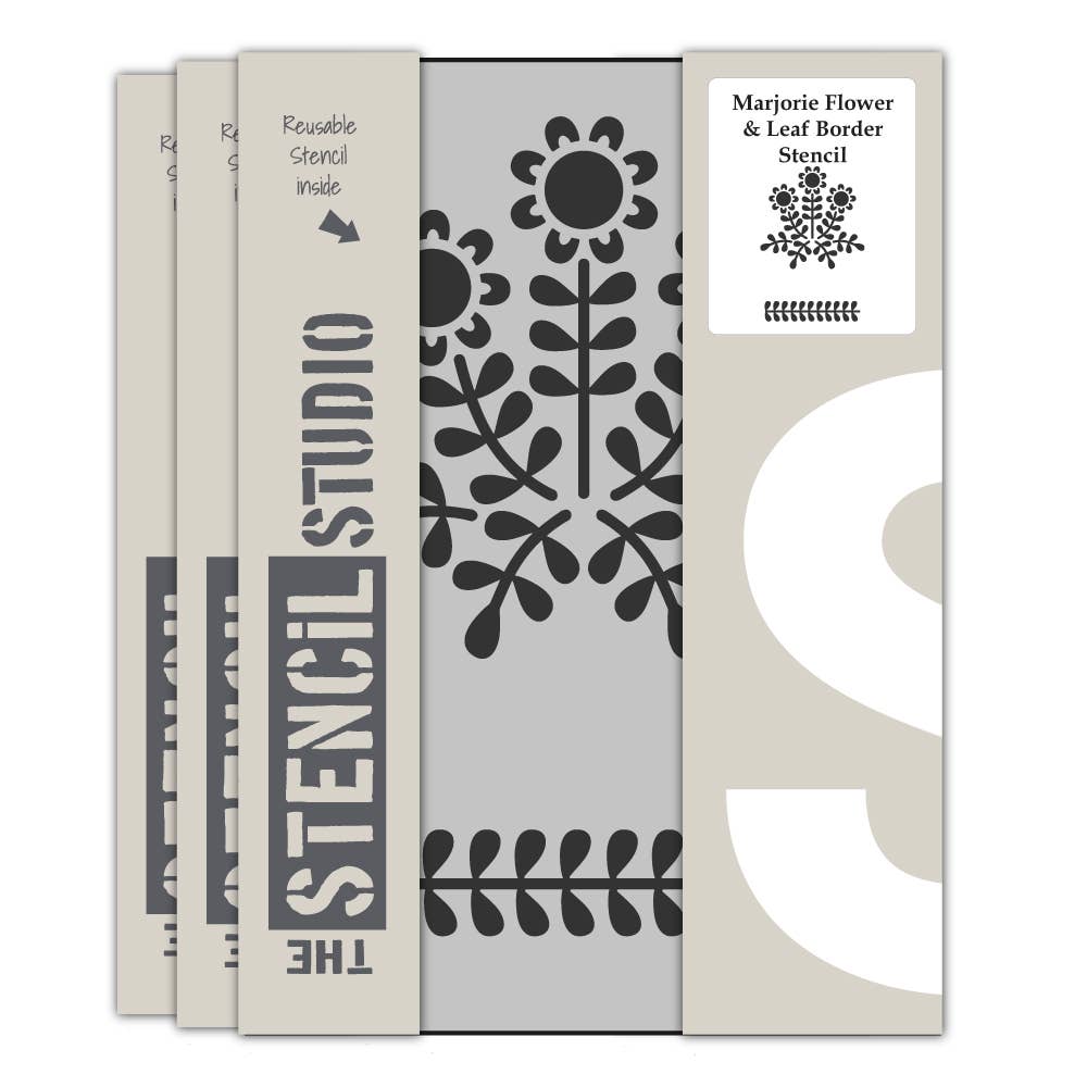 Marjorie Flowers & Leaf Border Stencil