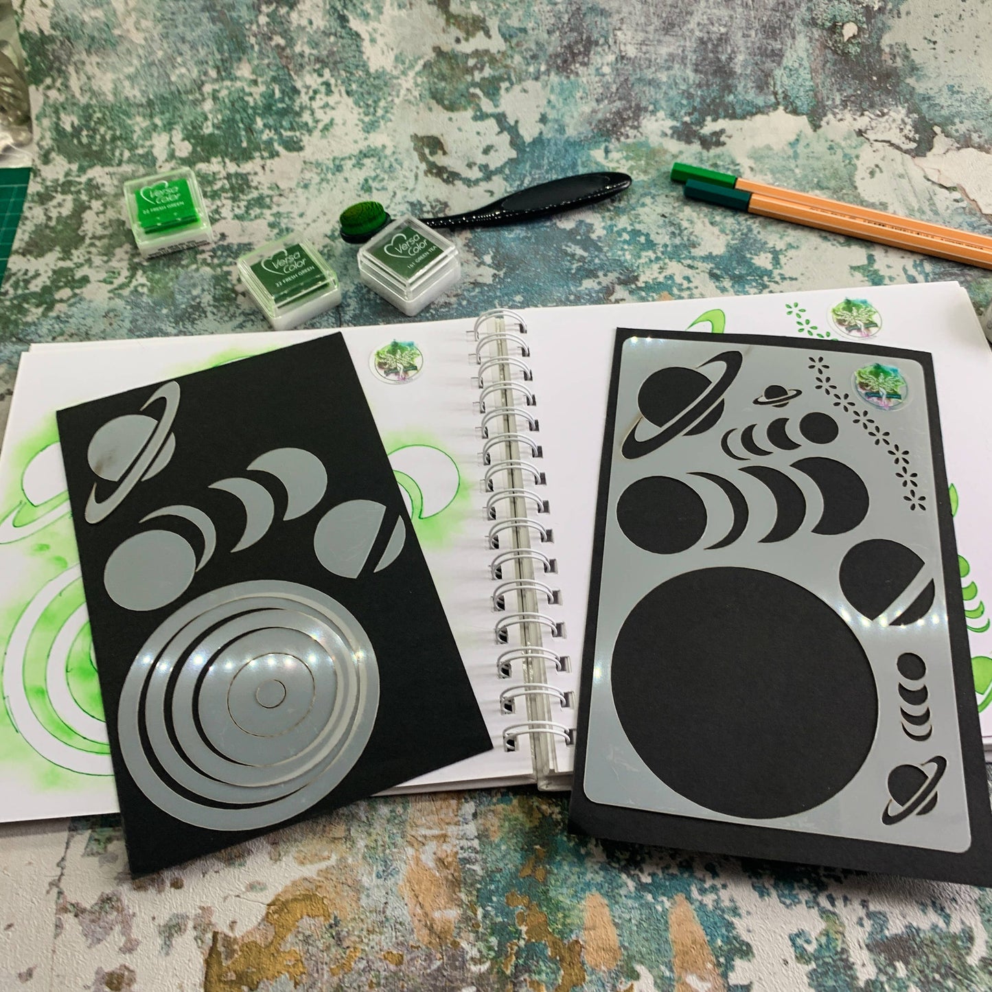 Silhouette Moon and Planet Journal Stencil