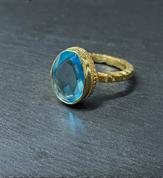 Faceted Stone Brass Ring [in store only]