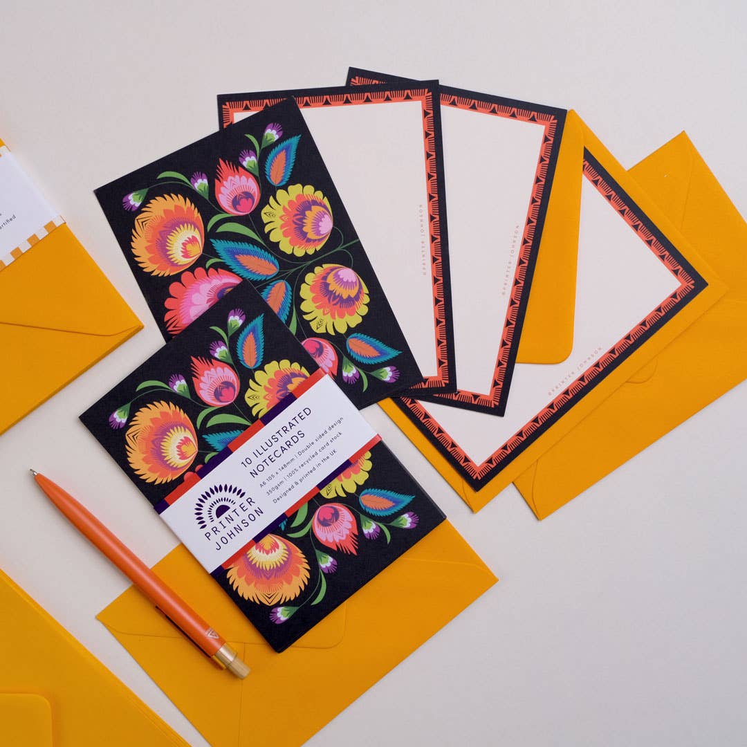 Wycinanki notecard set | 10 Polish folk art notecards by Printer Johnson