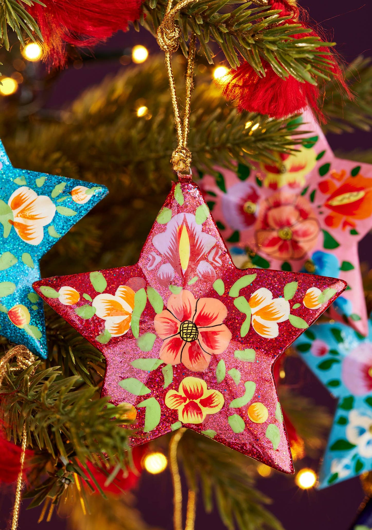Kashmiri Floral Star Handpainted Christmas Decoration
